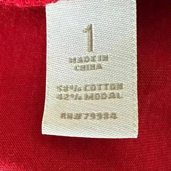 Chico’s Red SleevelessTop with Faux Leather Accents Size 1 - Picture 6 of 7